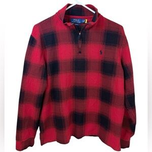 Ralph Lauren Red and Black Checkered Quarter-Zip